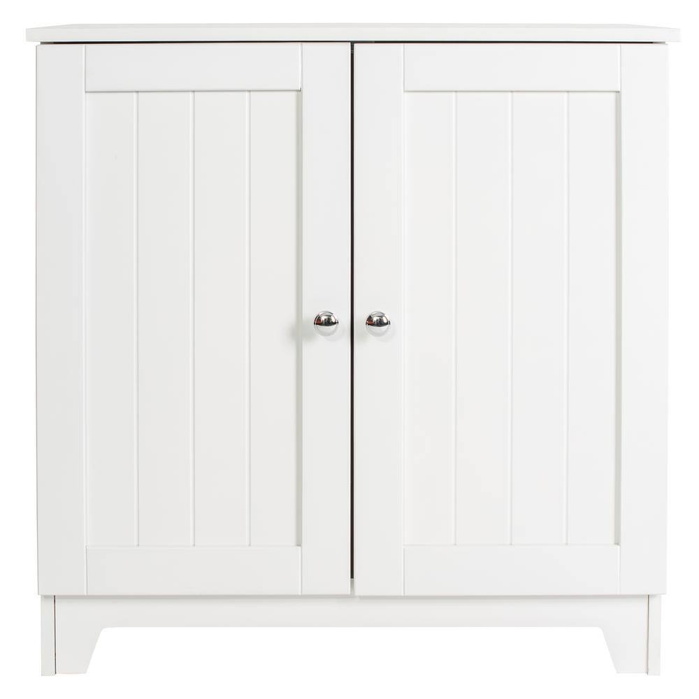 Redmon Contemporary Country 23.5 in.W x 11.7 in.D x 23.5 in. H Free Standing Double Door Cabinet With Wainscot Panels in White 5224WH