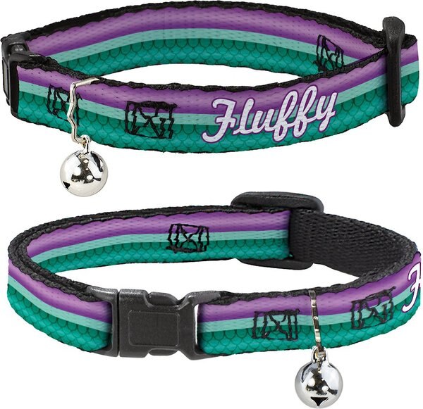 Buckle-Down Disney Little Mermaid Stripe and Shell Personalized Breakaway Cat Collar with Bell