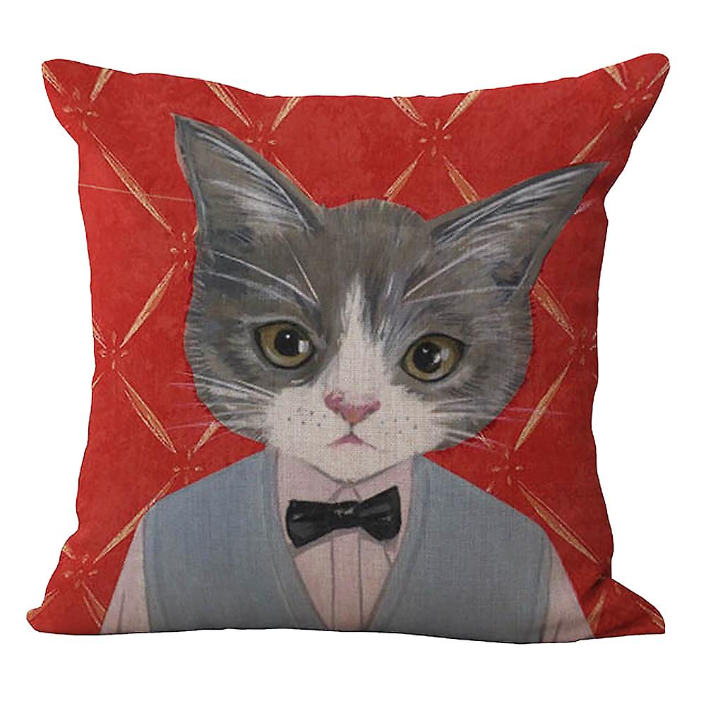 18 * 18 Inches / 45 * 45cm Polyester Cartoon Cat Cushion Cover Decorative Sofa Car Waist Square Pillow Case Pillowcase Home Bay Window Bedside Decor