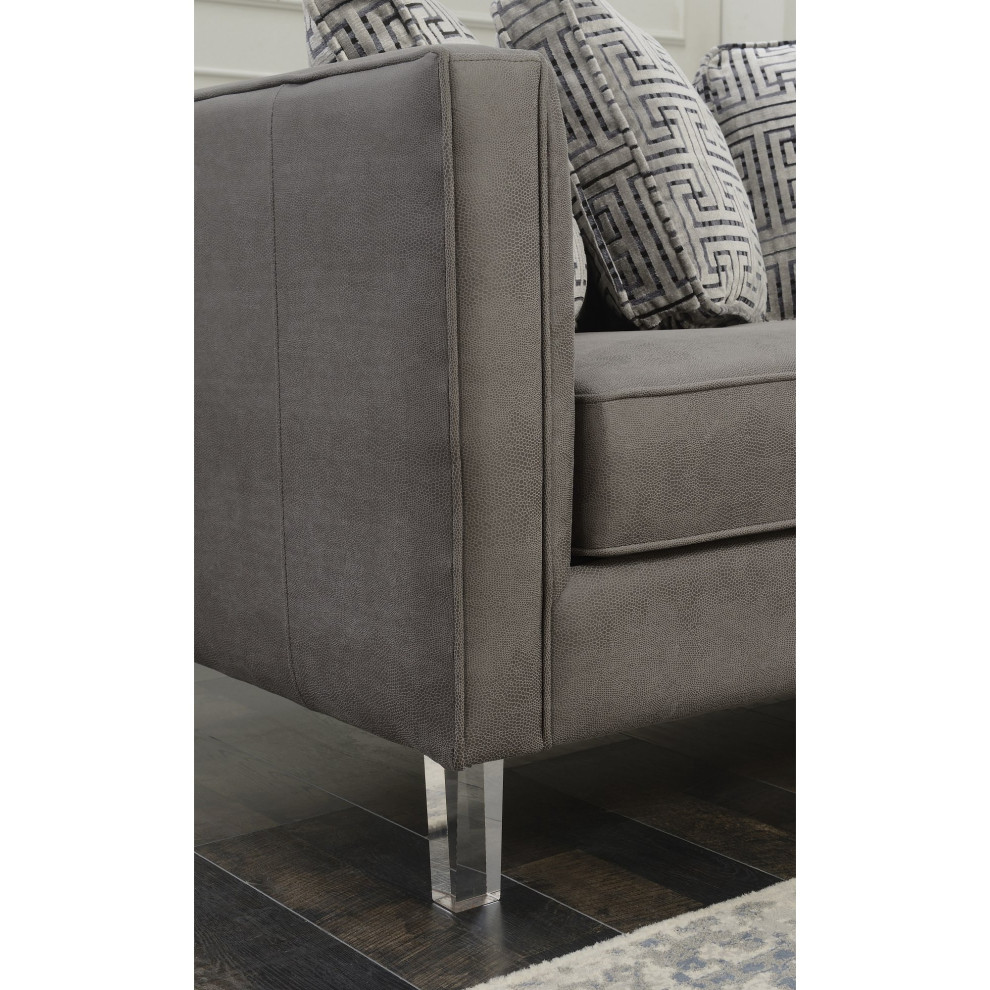 Contemporary Sofa  Acrylic Legs  ampAnimal Skin Patterned Polyester Seat  Gray   Contemporary   Sofas   by Decorn  Houzz