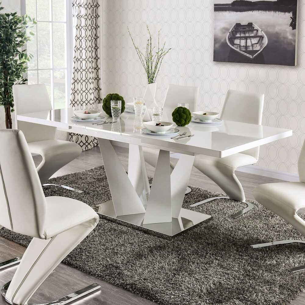 Furniture of America Jola ModernWhite 78 inch Expandable Dining Table