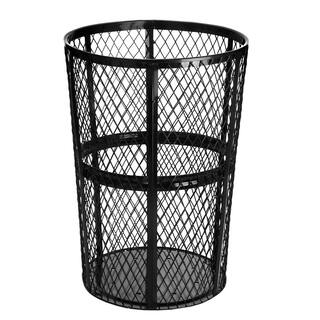 Alpine Industries 48 Gal. Steel Mesh Steel Open-Top All Weather Outdoor Commercial Trash Can 473-48-BLK