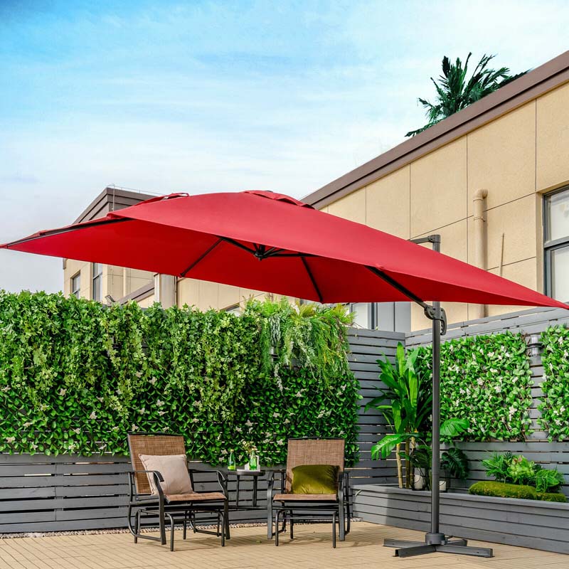 10 x 10 FT Square Patio Umbrella, 3-Tilt Cantilever Offset Umbrella, Large Outdoor Market Umbrella with Crossed Base