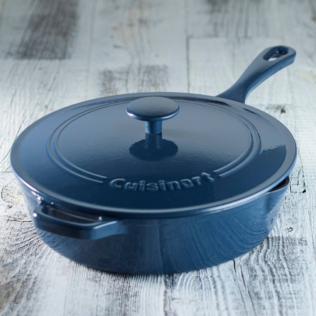 Cuisinart Chef x27 s Classic 4 25qt Enameled Cast Iron Chicken Fryer Ci45 30bg Blue