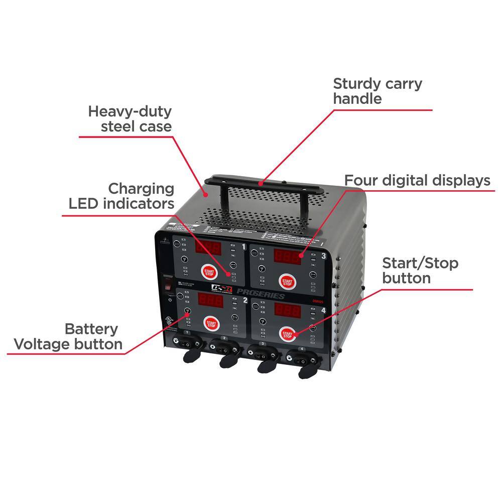 Schumacher Electric Schumacher DSR ProSeries 5-Amp to 10-Amp 6-Volt12-Volt Four-Bank Automatic Battery Charging Station DSR125