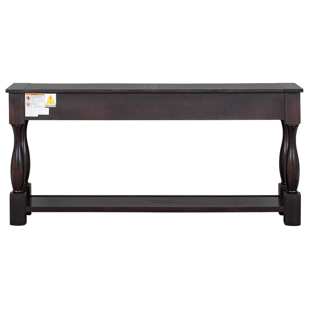 Pine Wood Console Table Long Extra Thick Sofa Table with Drawers