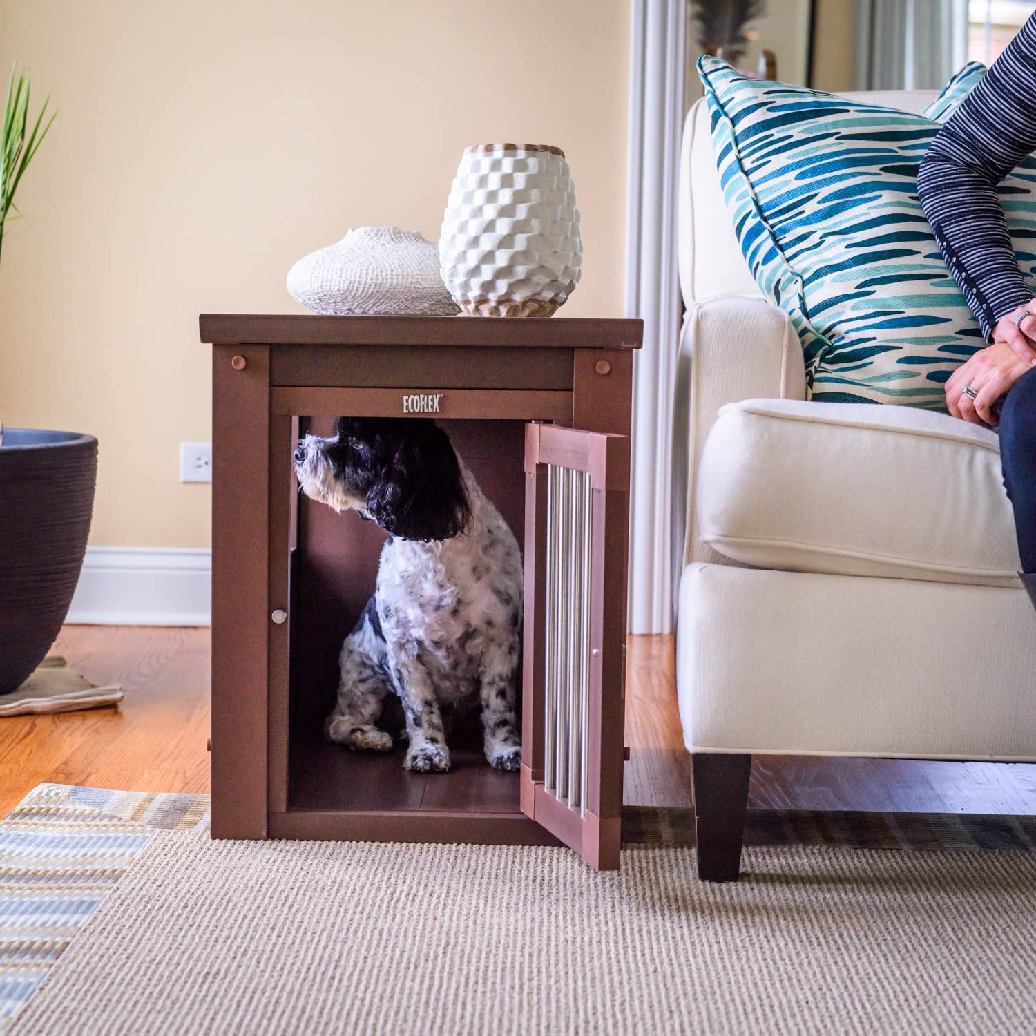 New Age Pet ecoFLEX Pet Crate End Table， Small， Russet