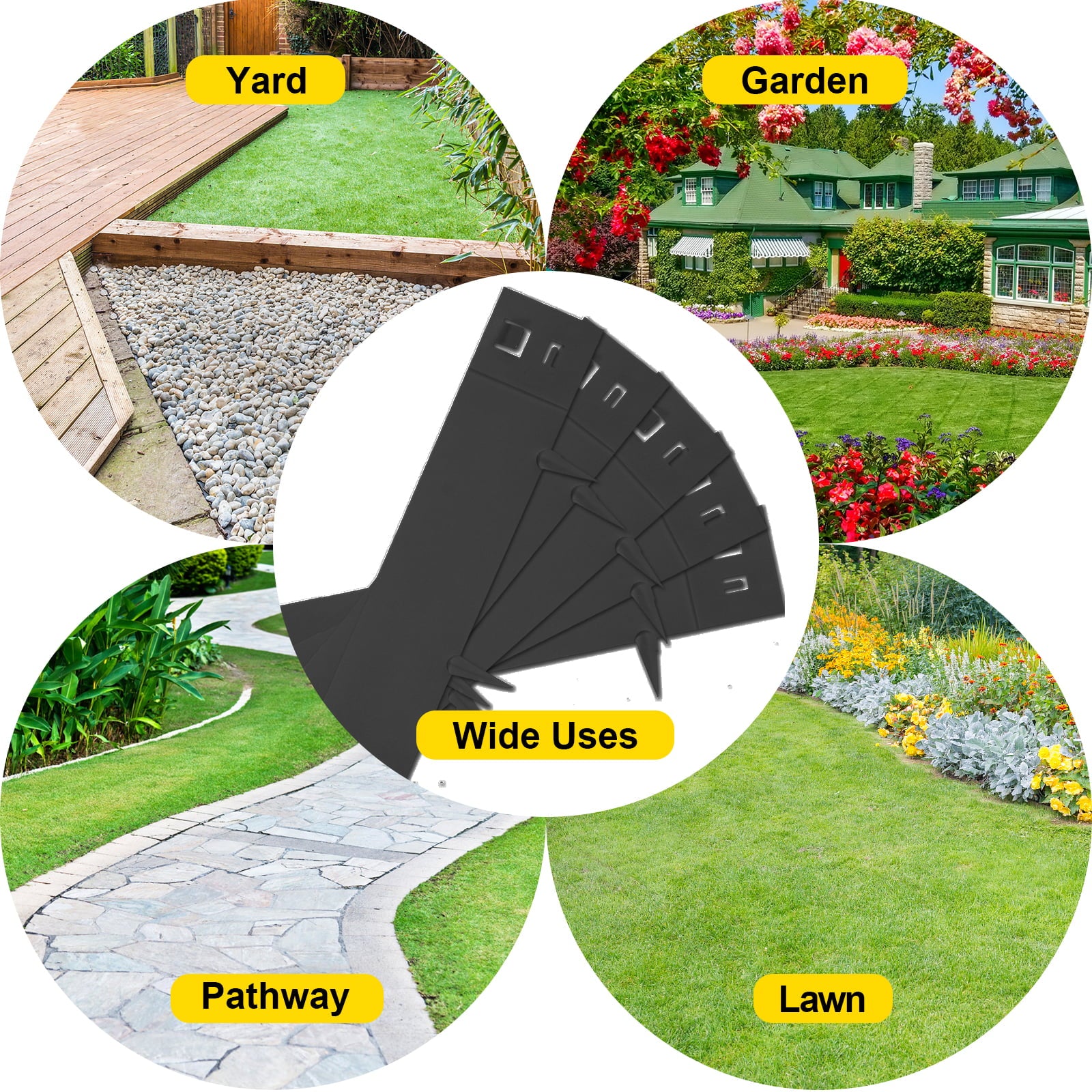 BENTISM Steel Lawn Edging Metal Landscape Edging 5PCS 4"x39" Black Garden Border