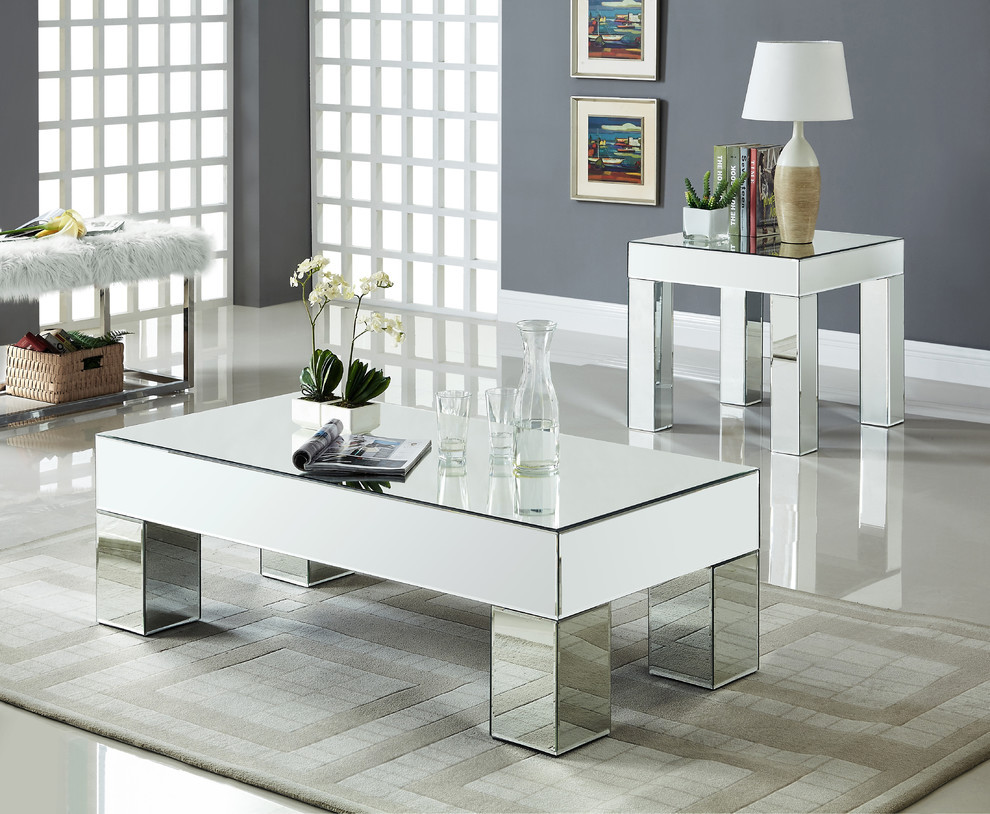 Lainy Mirrored Coffee Table   Contemporary   Coffee Tables   by HedgeApple  Houzz