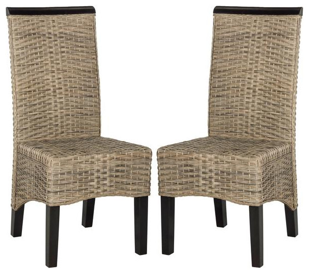 Khristal 18 quotWicker Dining Chair Set of 2 Grey   Tropical   Dining Chairs   by Virgil Stanis Design  Houzz