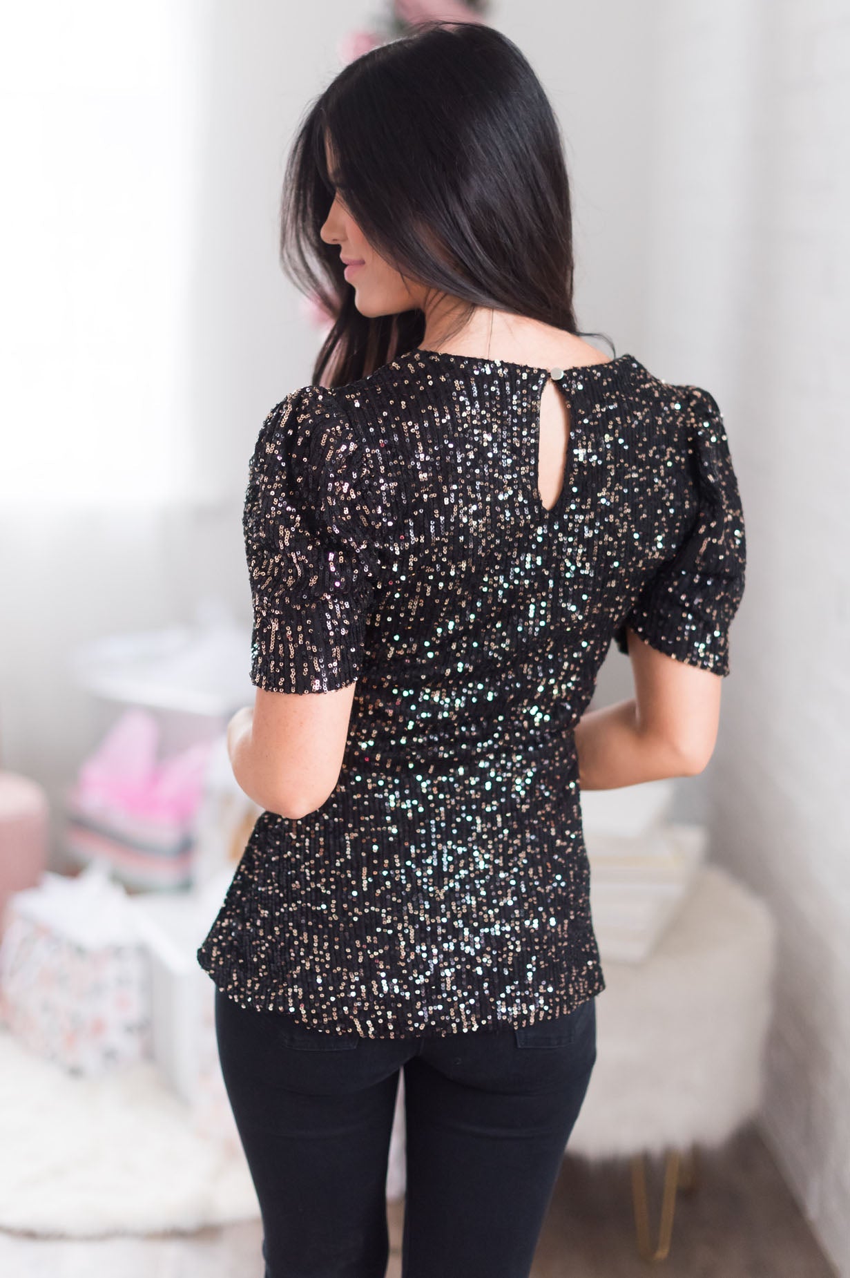 Season Of Giving Modest Sequin Top