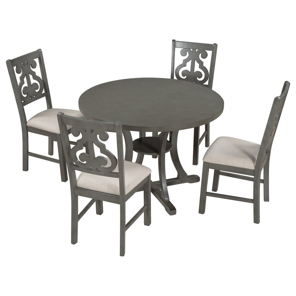 5 Piece Round Dining Table and Chair Set