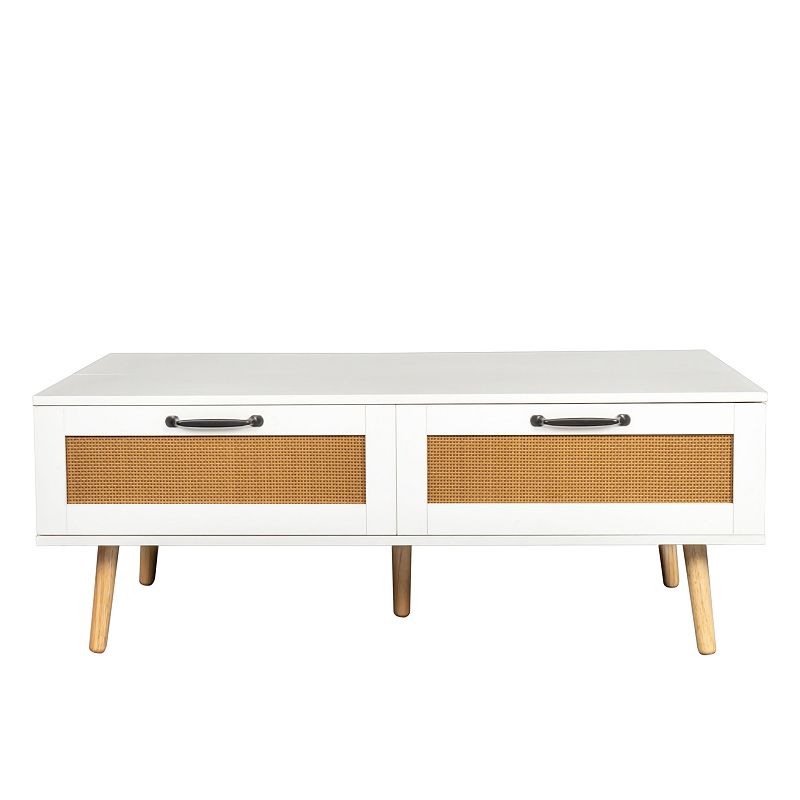 F.C Design Lift Top Coffee Table， Modern Coffee Table with 2 Storage Drawers， Center Table with Lift Tabletop for Living Room， Office