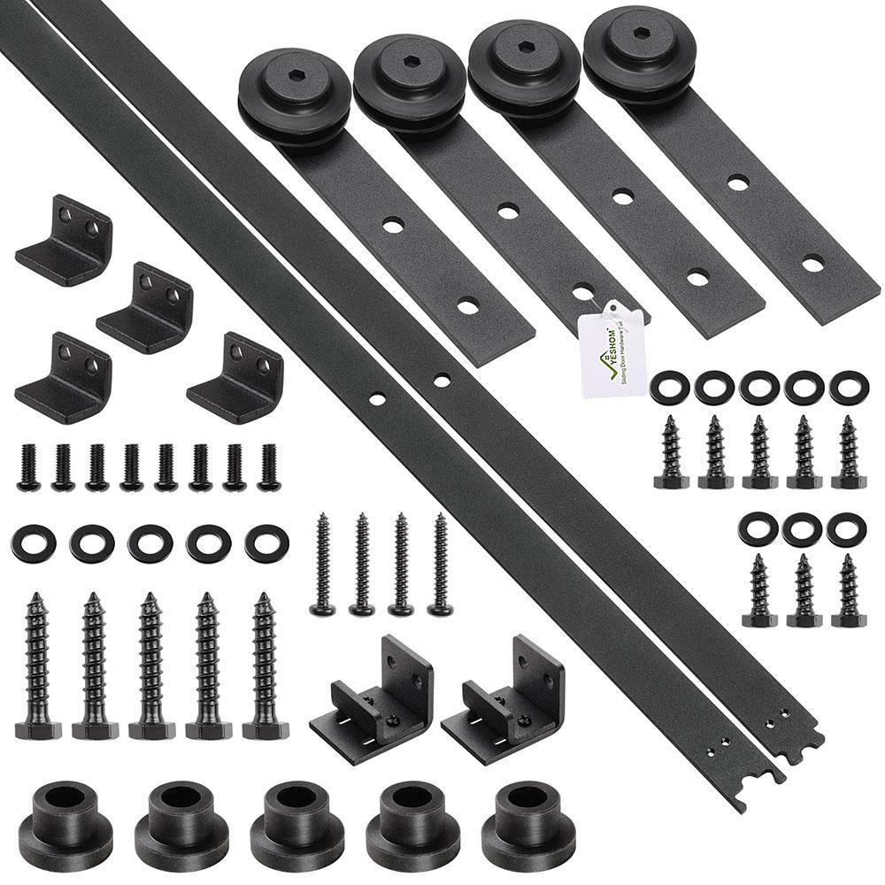 Yescom 4 ft Mini Sliding Barn Door Hardware 4-Rollers Track Kit