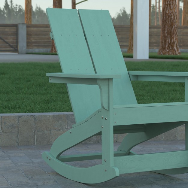 Emma And Oliver Set Of 2 Modern All weather Poly Resin Adirondack Rocking Chairs For Indoor outdoor Use