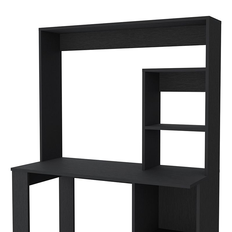 DEPOT E-SHOP Ethel Writing Computer Desk with Storage Shelves and Hutch， Black