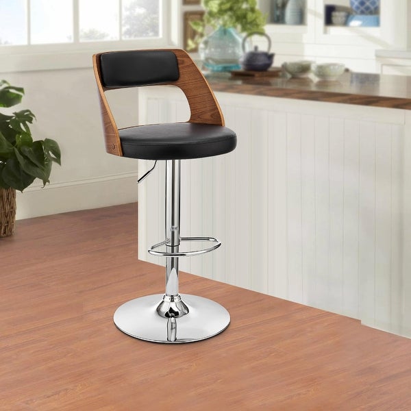 Adjustable Barstool with Open Design Wooden Back - 19 L X 19 W X 44 H Inches