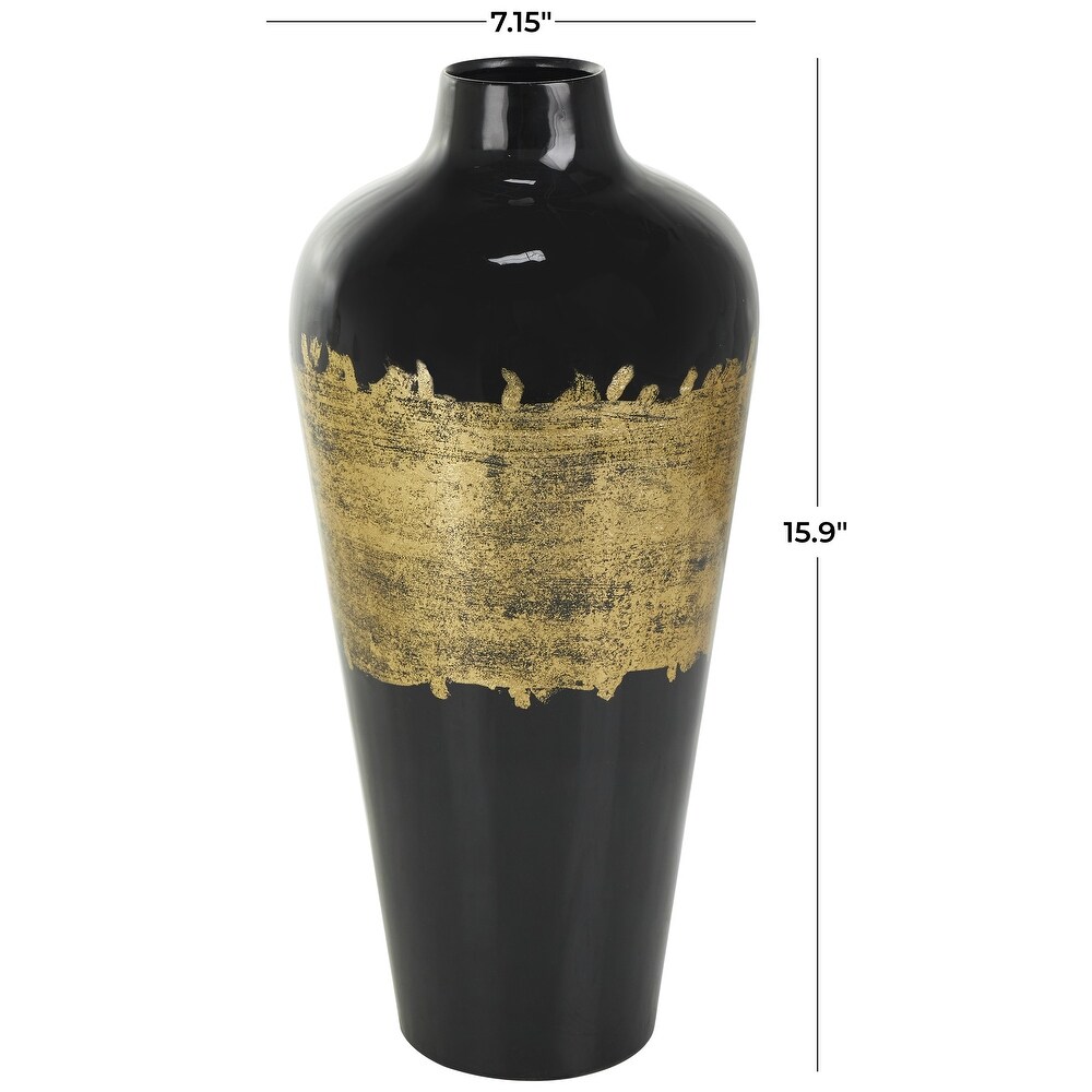 Black Metal Abstract Vase with Gold Detailing