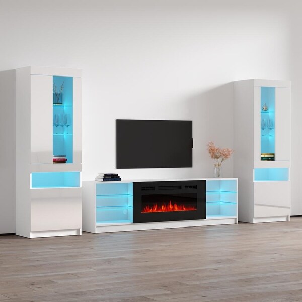 Boston 01 Electric Fireplace Modern Wall Unit Entertainment Center