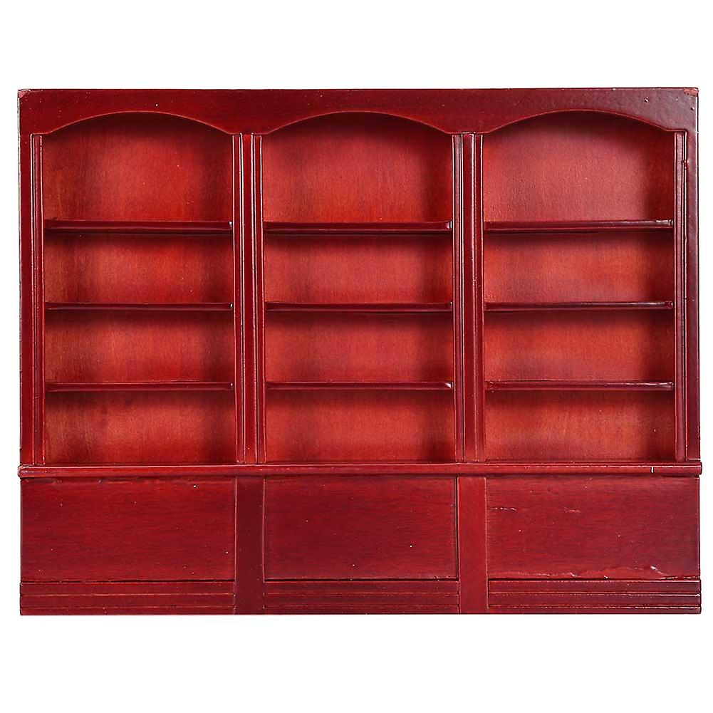 1:12 Doll House Accessories Mini Bookshelf Display Cabinet Bookcase Furniture Toy Red Brown