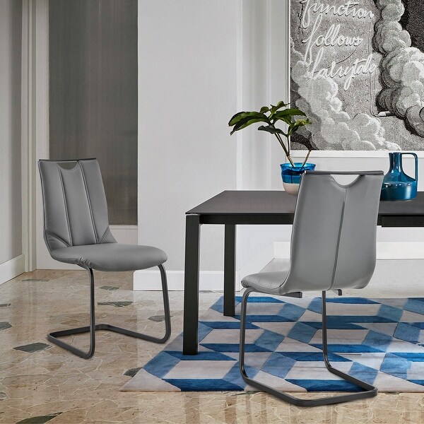 Pacific Modern Metal and Grey Upholstered Dining Chairs - Set of 2