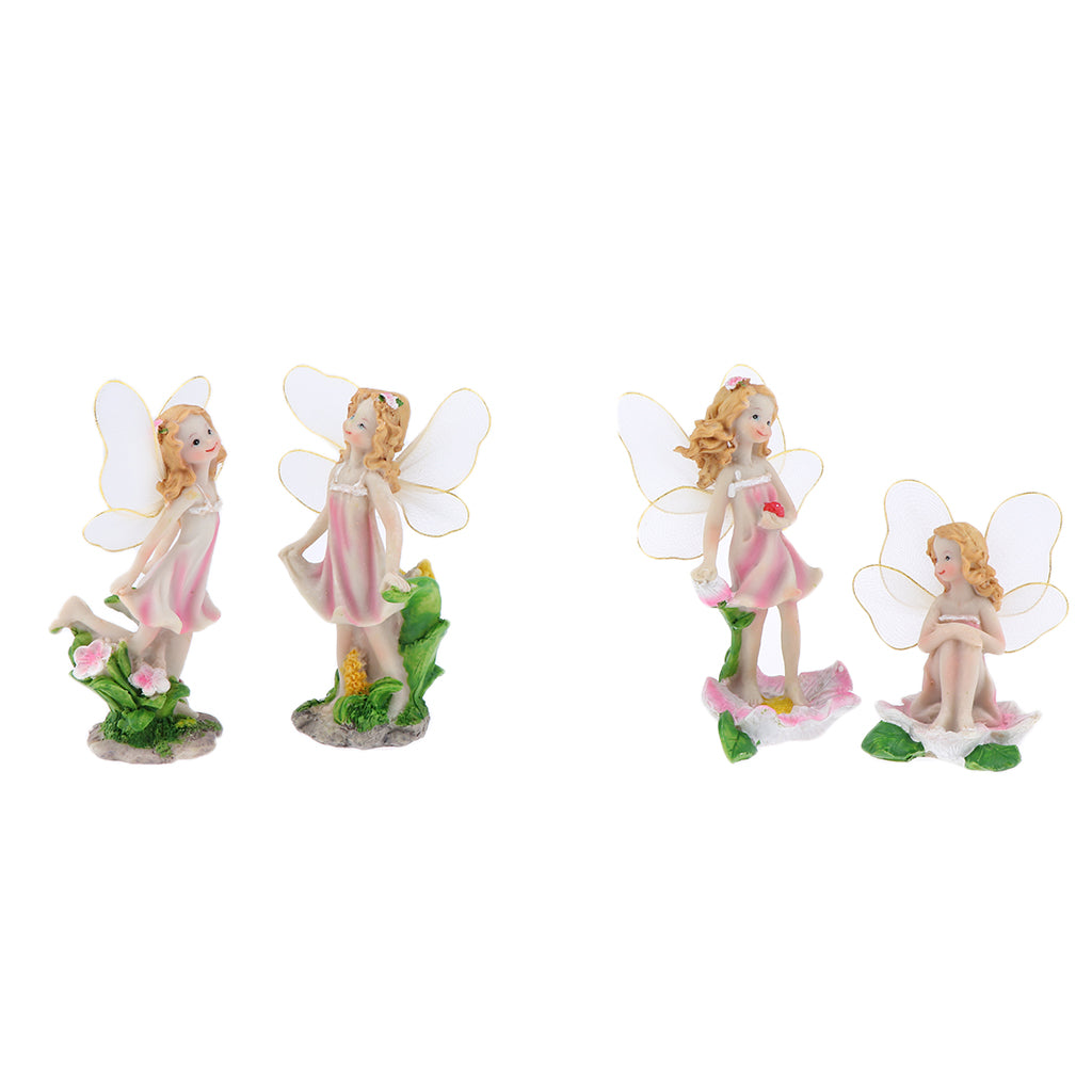 4 Pcs Flower Fairies Miniature Garden Ornaments ， Fairy Animals Dollhouse Plant Pot Figurine DIY Home Decoration Kids Toy Gift