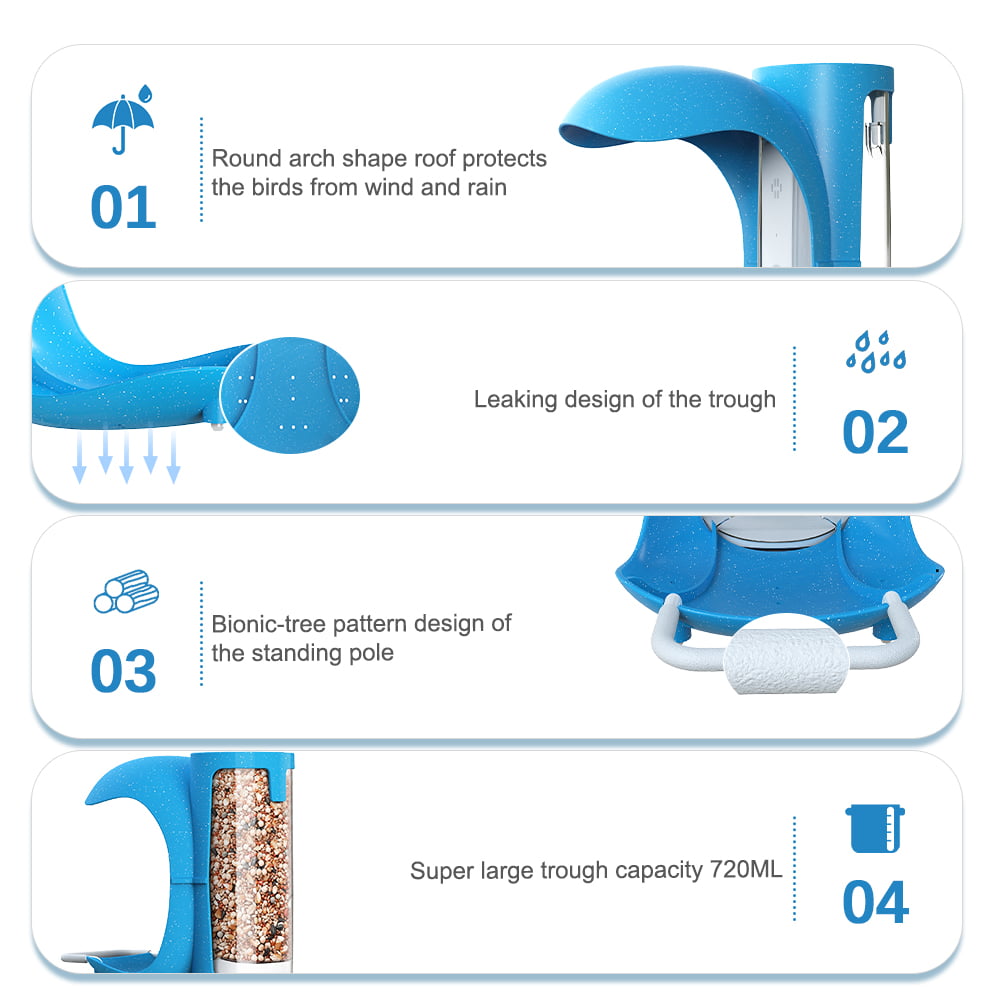 Smart Hopper Bird Chickadees Feeder Video Camera， Blue， Hopper Feeder