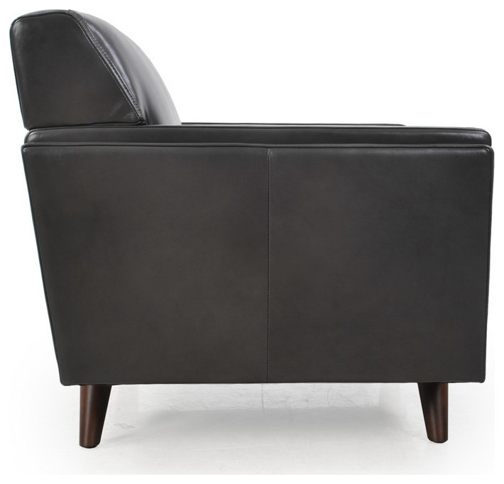 Milo Full Leather Mid Century Chair  Charcoal   Midcentury   Armchairs And Accent Chairs   by HedgeApple  Houzz