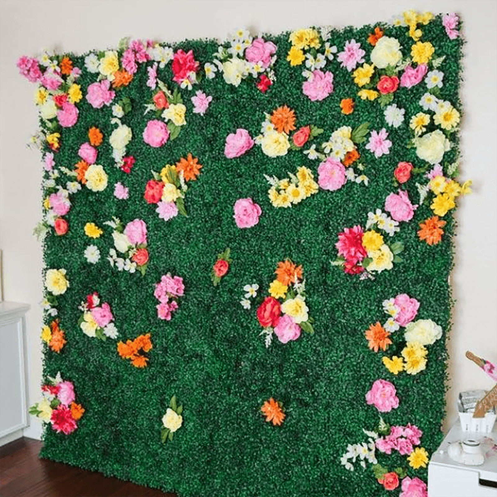 Green Boxwood Hedge Garden Wall Backdrop Mat 4 Artificial Panels 11 Sq ft.