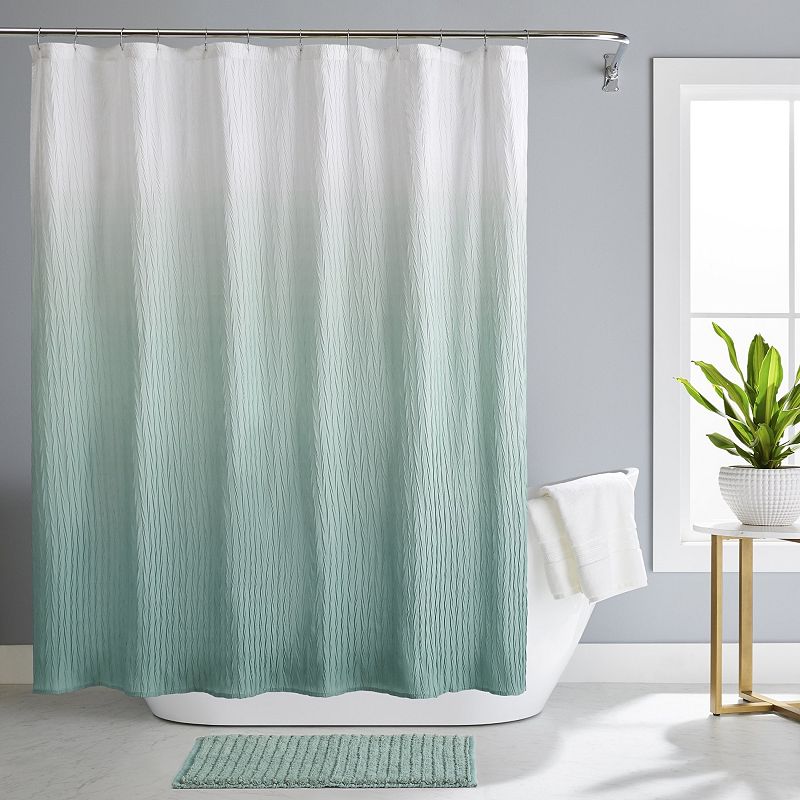 Kate Aurora Spa Essential Aqua Crushed Ombre Fabric Shower Curtain - 72 in. W x 72 in. L