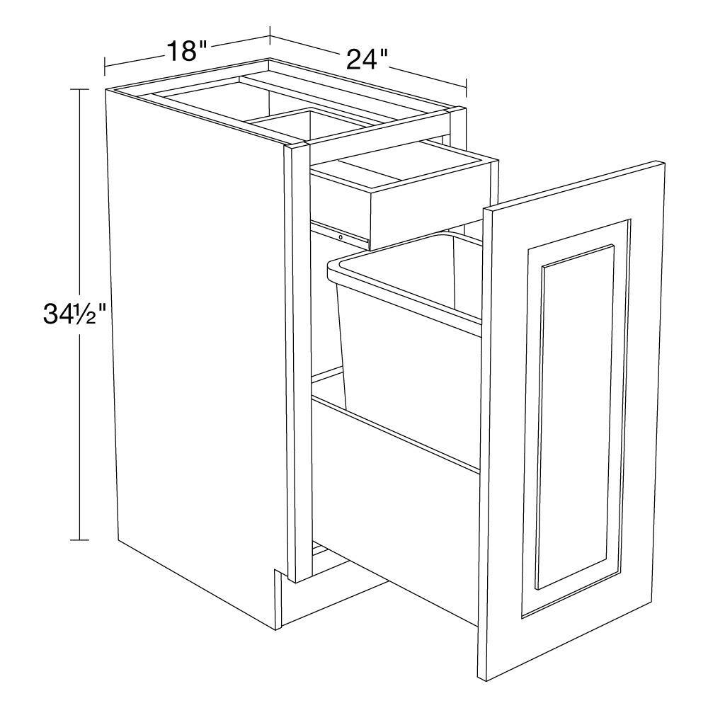 Home Decorators Collection Grayson 18 in. W x 24 in. D x 34.5 in. H Mythic Blue Plywood Shaker Stock Assembled Trash Can Kitchen Cabinet B1DWB18-GMB