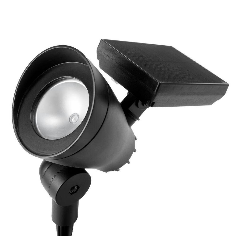 Hampton Bay 55 Lumen Black Solar LED Outdoor Spotlight with Adjustable Head 72301-03