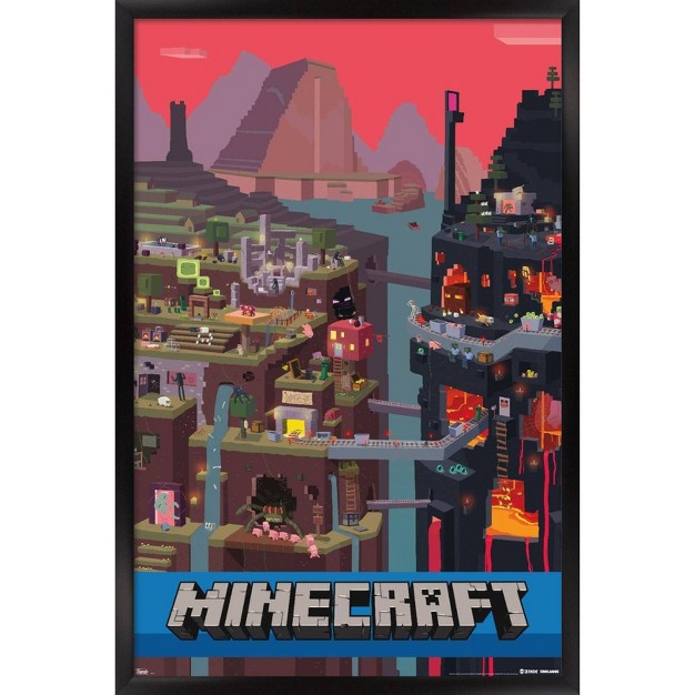 Minecraft Cube Framed Poster Trends International