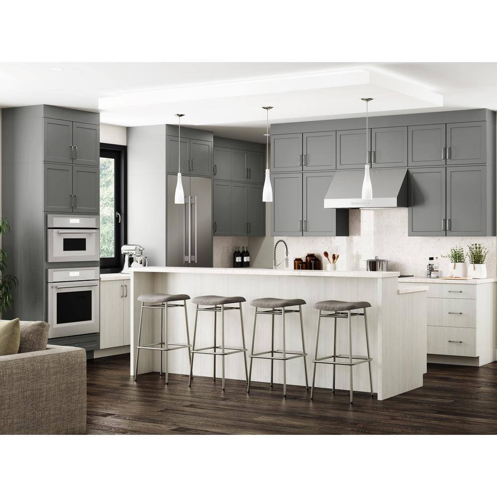 Hampton Bay Designer Series Melvern Storm Gray Shaker Assembled Wall Kitchen Cabinet with Glass Doors (30 in. x 30 in. x 12 in.) WGD3030-MST