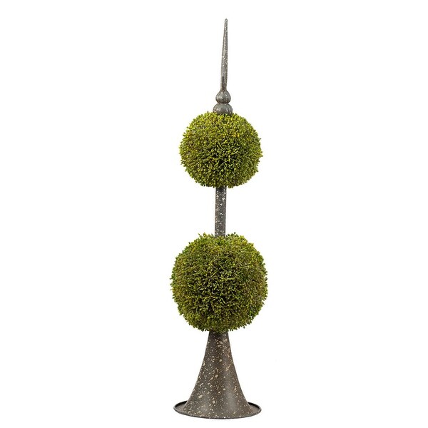 Antique Bronze and Green 27inch Spired Sphere Boxwood Topiary