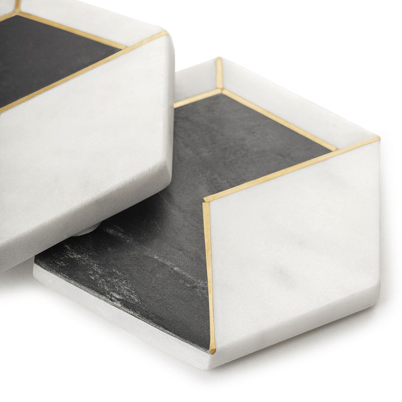 Dakota White Marble Coasters， Set of 4