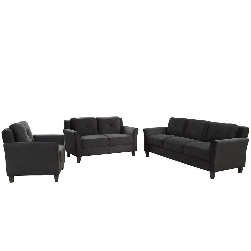 1+2+3 Seat Sectional Sofa Set Polyester Loveseat Chair w/Button Tufted