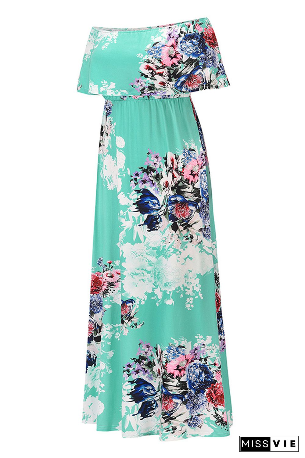 Floral Print Off-shoulder Bohemian Maxi Dress