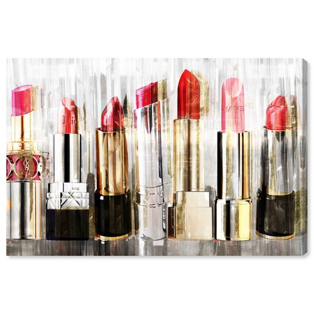 X 15 quot My Lipstick Collection Fashion And Glam Unframed Canvas Wall Art In Gold Oliver Gal