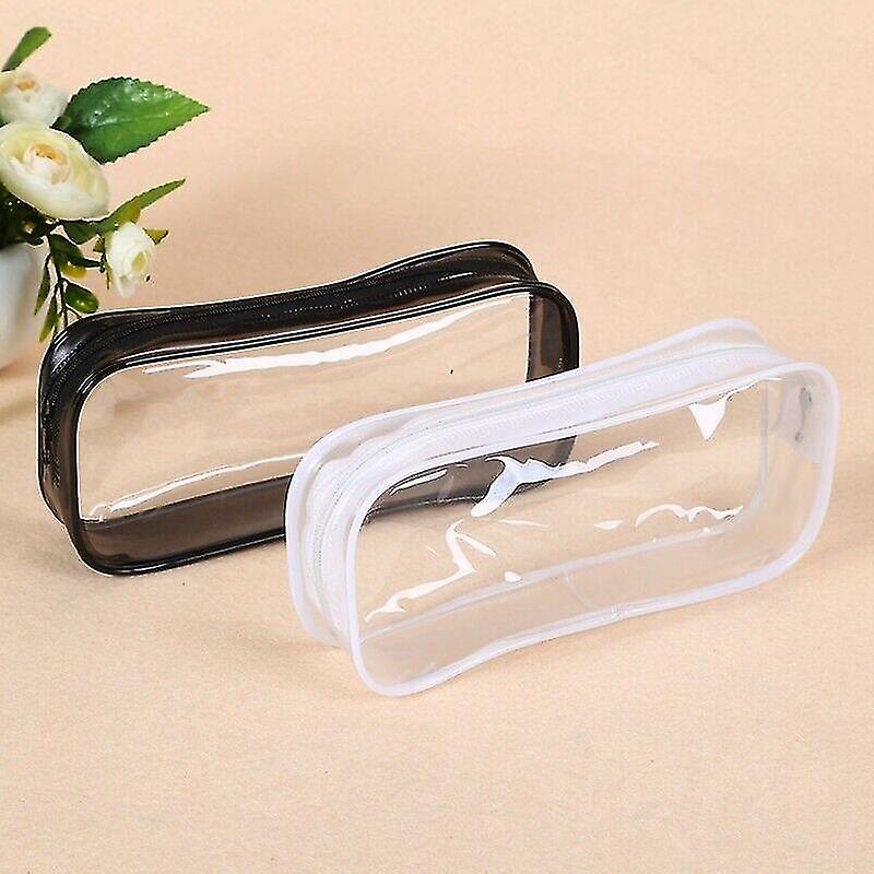 Clear Pencil Case Makeup Pouch Bag With Zipper Stationery Cosmetics Storage