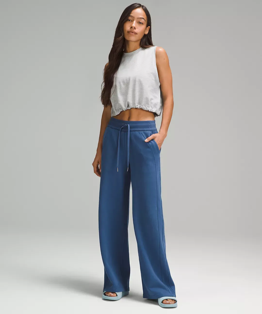 Scuba Mid-Rise Wide-Leg Full Length Pant