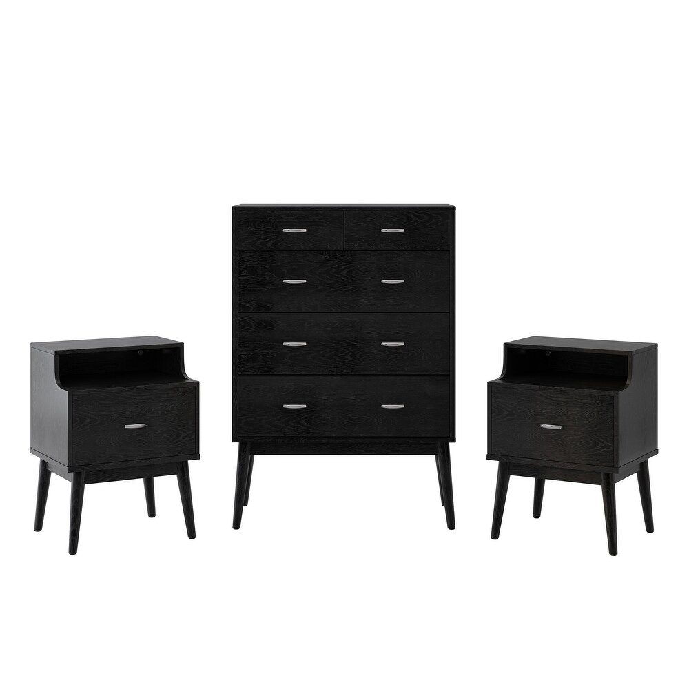 Curtisian 3 Piece 5 Drawer Dresser and Nightstand Bedroom Set by Christopher Knight Home