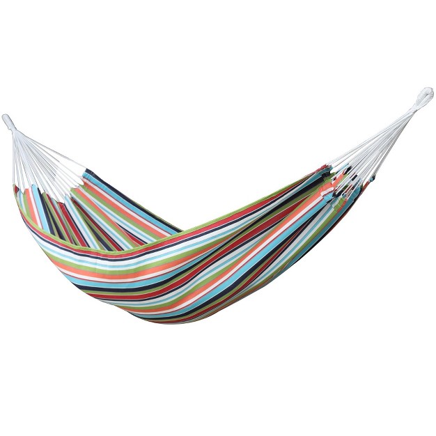 The Hamptons Collection 144 Orange And Green Striped Two Person Brazilian Sunbrella Hammock