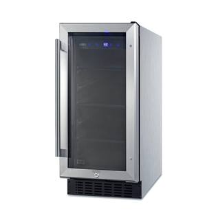 Summit Appliance 15 in. 2.3 cu. ft. Mini Fridge with Glass Door in Stainless Steel without Freezer ADA Compliant ALBV15CSSE