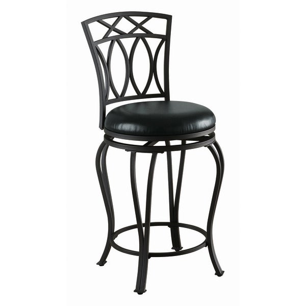 Timeless Design Metal Frame Black Upholstered Swivel Counter Height Dining Stool