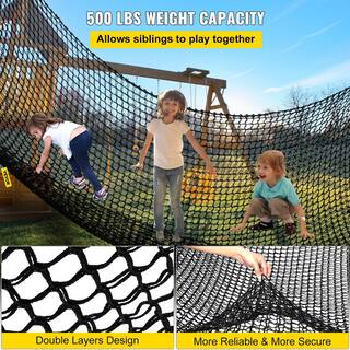 VEVOR Climbing Cargo Net 14.8 x 10.5 ft. Polyester Double Layers Cargo Net with 500 lb. Weight Capacity Rope Bridge Net PPWHS14.5X9.8MDB3V0