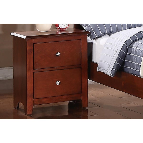 Modern Bedroom Bedside Table Cherry Wood Furniture Locker， with 2 Drawer Table Bedside Table Solid Wood Frame - - 35471982