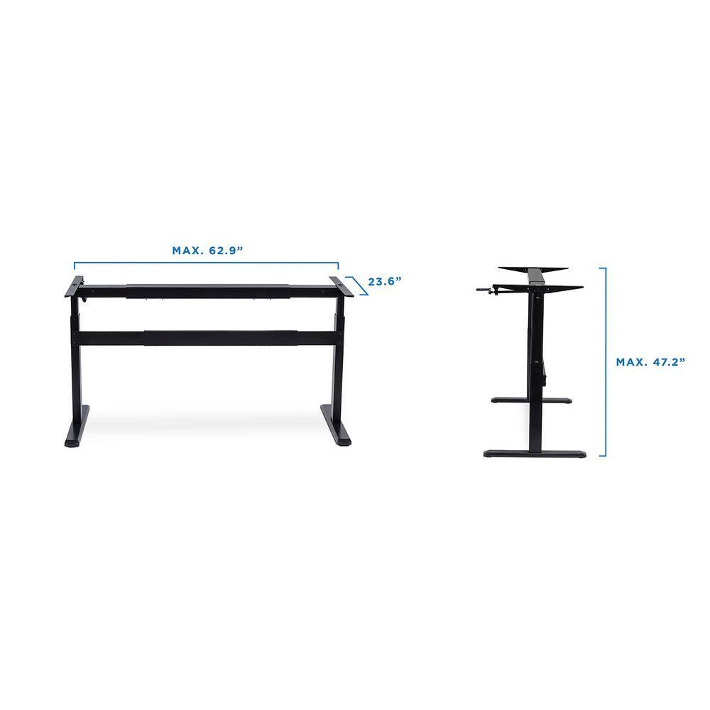 MOUNT-IT! Black Hand Crank Sit-Stand Desk Frame 62.9 in. W Hand Crank Only MI-7931