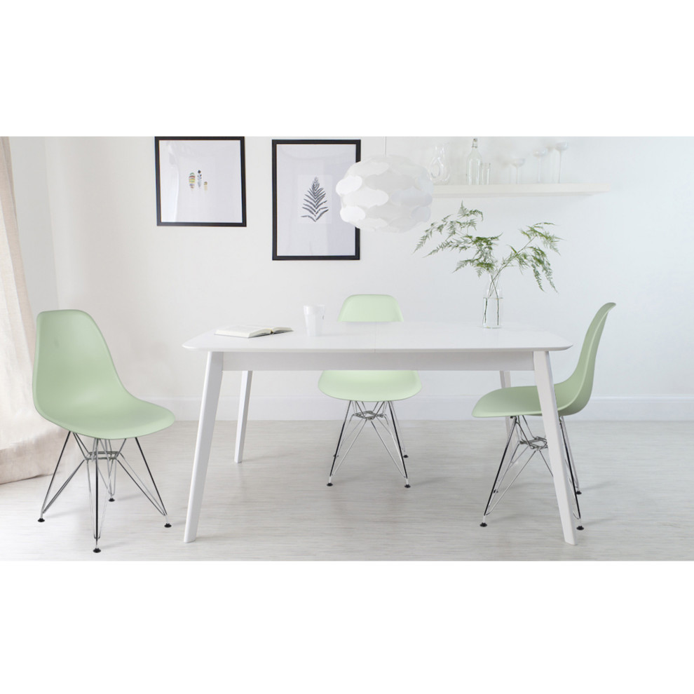 Green Armless Side Dining Chair With Black Metal Legs  Set of 4   Midcentury   Dining Chairs   by specialty imports  Houzz