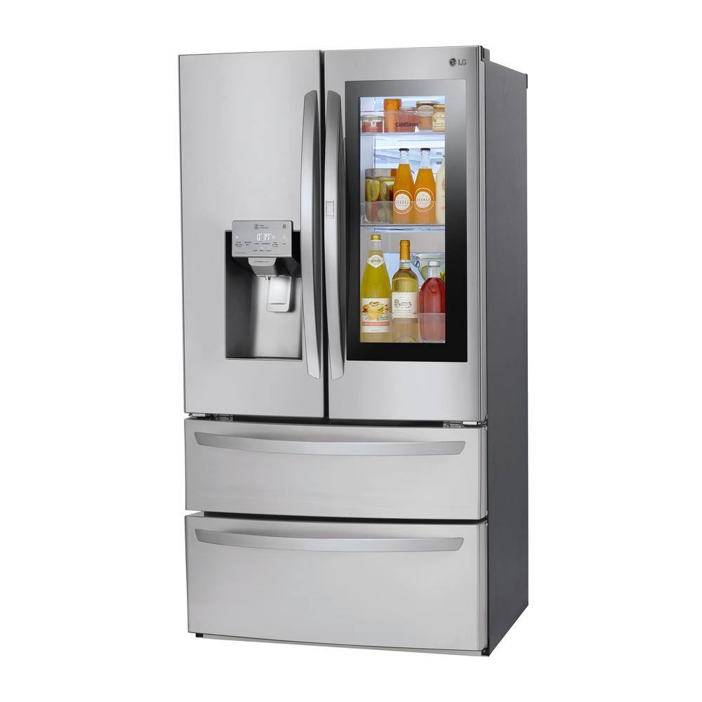 LG 28 cu. ft. 4-Door Smart Refrigerator w InstaView Door-in-Door and Door Cooling in PrintProof Stainless Steel LMXS28596S